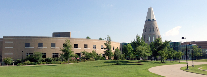 USI university center and trees