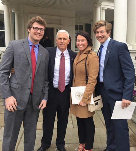 student with Vice President Pence