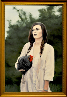 Portrait of Chicken with Woman by Justin Cecil