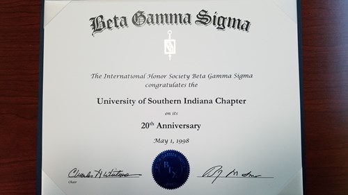 USI celebrates 20th Year as a Beta Gamma Sigma Chapter