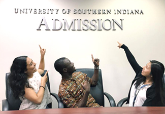 students in admissions office