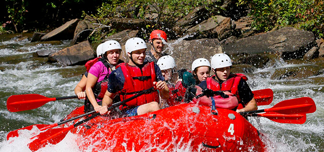 Students white water rafting