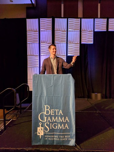 USI MBA student Andrew McGuire at the third annual Beta Gamma Sigma Global Leadership Conference in Chicago, IL