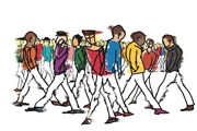 illustration of faceless people on the street