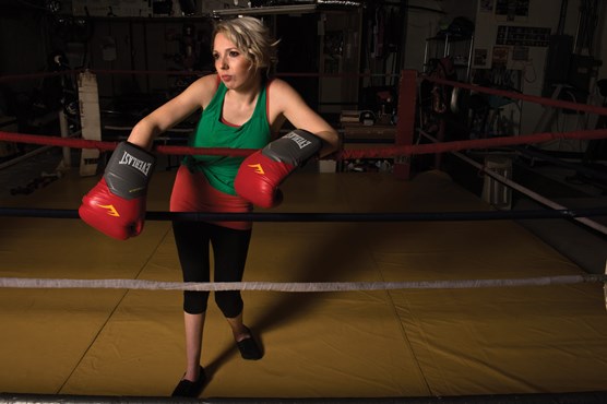 Sara Vaughn in a boxing ring