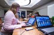 Students at computers.