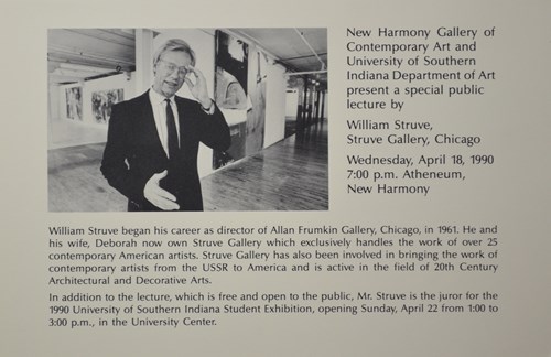 new harmony gallery of contemporary ary and university of southenr indiana department of art present a special public lecture by william struve, struve gallery, chicago
