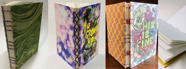 Collage of photos of book binding