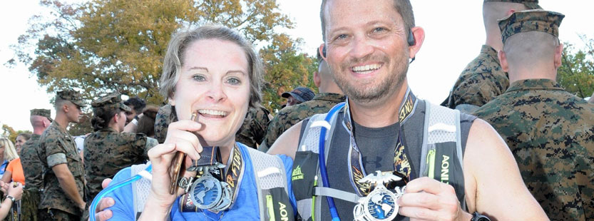 Marathon runner with husband