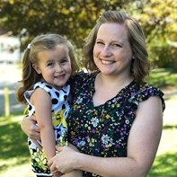 Graduate Student Samantha Ripple with daughter, Alice