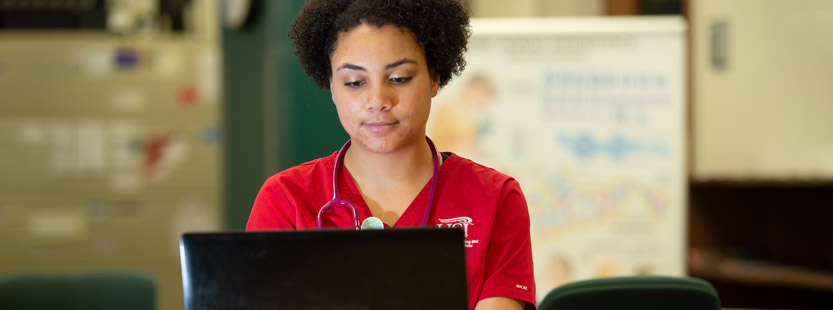 Student working at computer