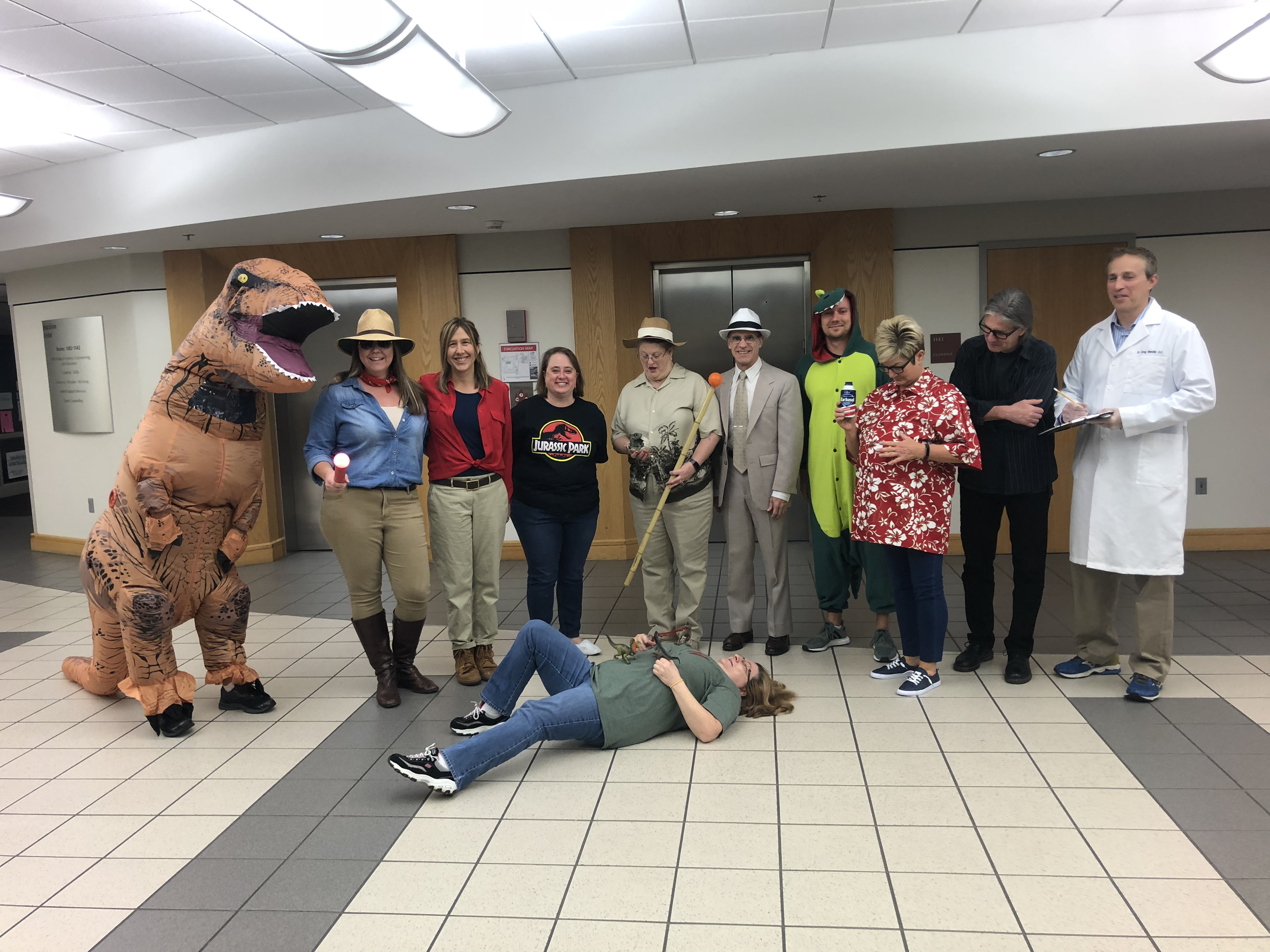 USI Biology Faculty dressed as the cast from Jurassic Park for Halloween